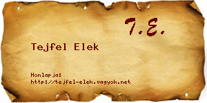 Tejfel Elek névjegykártya