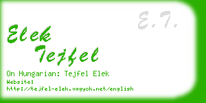 elek tejfel business card